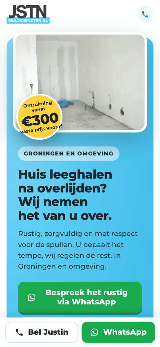 Landingspagina huis leeghalen na overlijden
