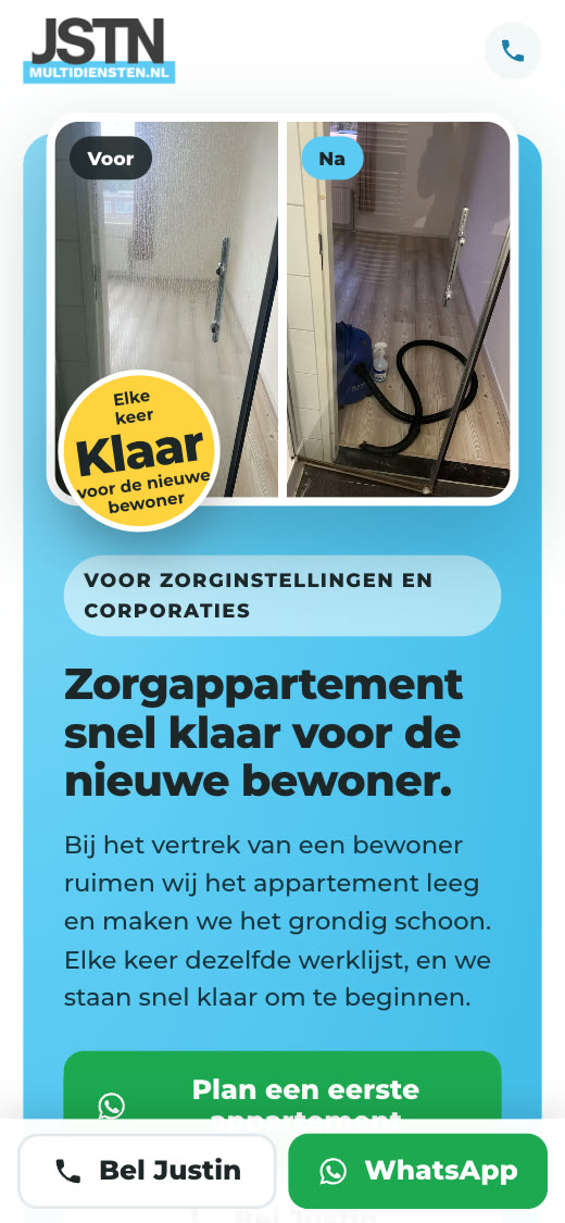 Landingspagina zorgappartement opleveren